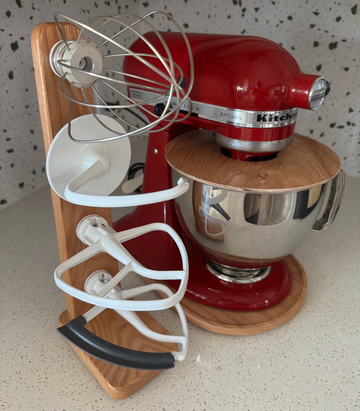 Handcrafted Kitchenaid Mixer Attachment Holder, Solid Oak