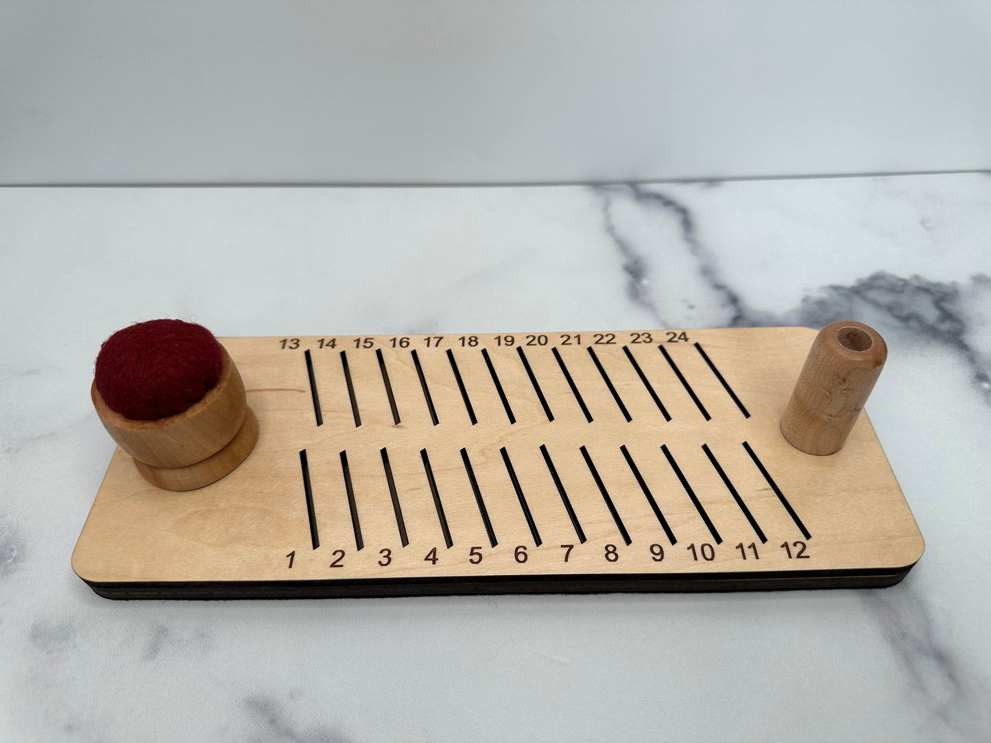 Embroidery Floss Organizer: Walnut or Maple, with Pin Cushion