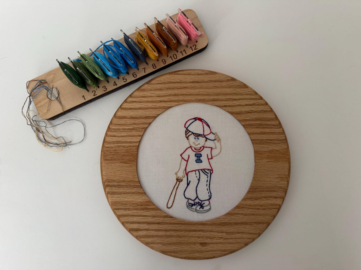 Solid Oak Embroidery Hoop Frame - Round Hardwood Display for Needlepoint & Cross Stitch Art - Premium Wooden Hoop Holder for Display