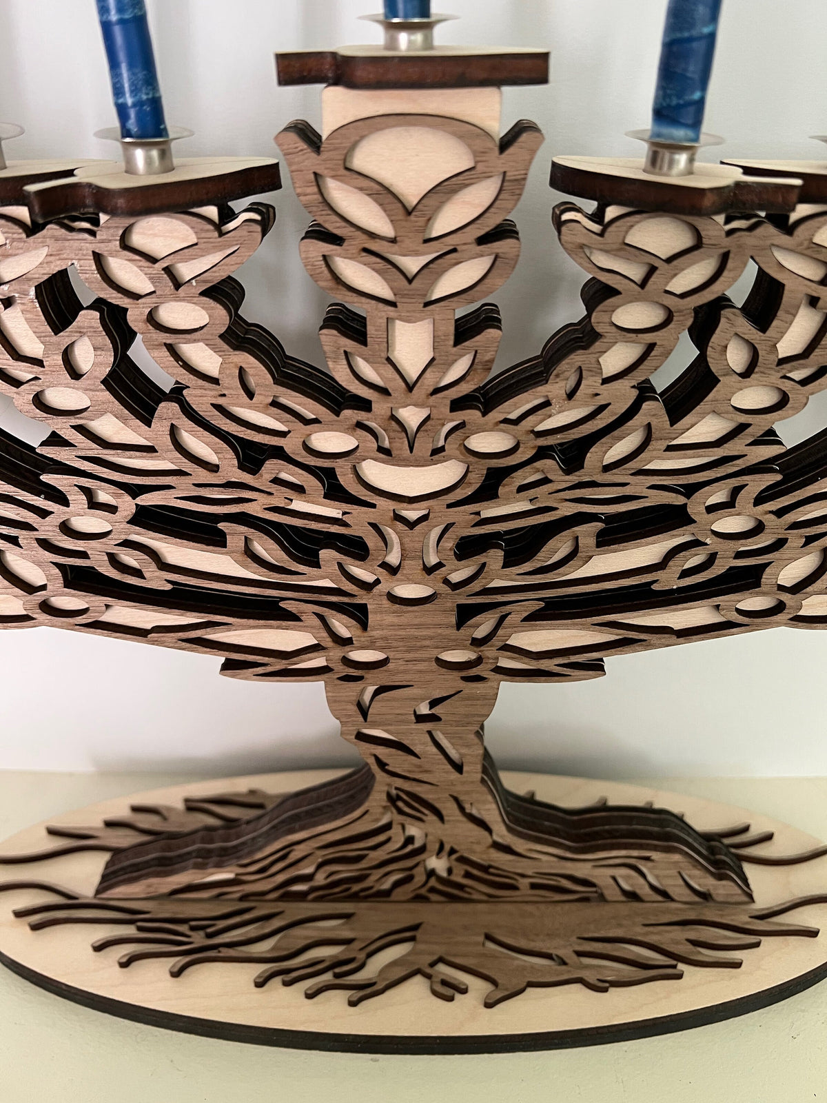 Tree of Life Menorah: Custom Hanukkah Gift, Laser Cut Wood