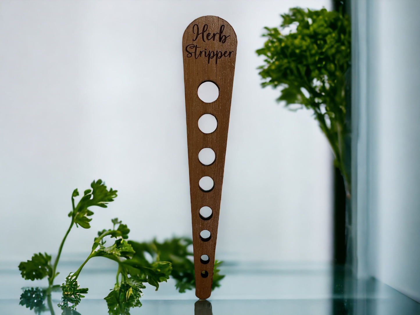 Solid Wood Herb Stripper: Kitchen Tool with Custom Engraving