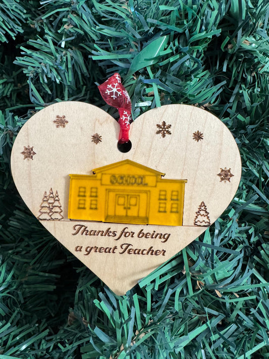 Christmas Ornament for Teacher, Handmade Farmhouse Style Christmas Decoration