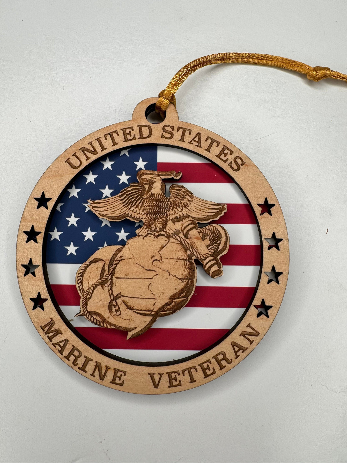 Engraved Military Veteran Ornament: US Army, Navy, Air Force, Marines