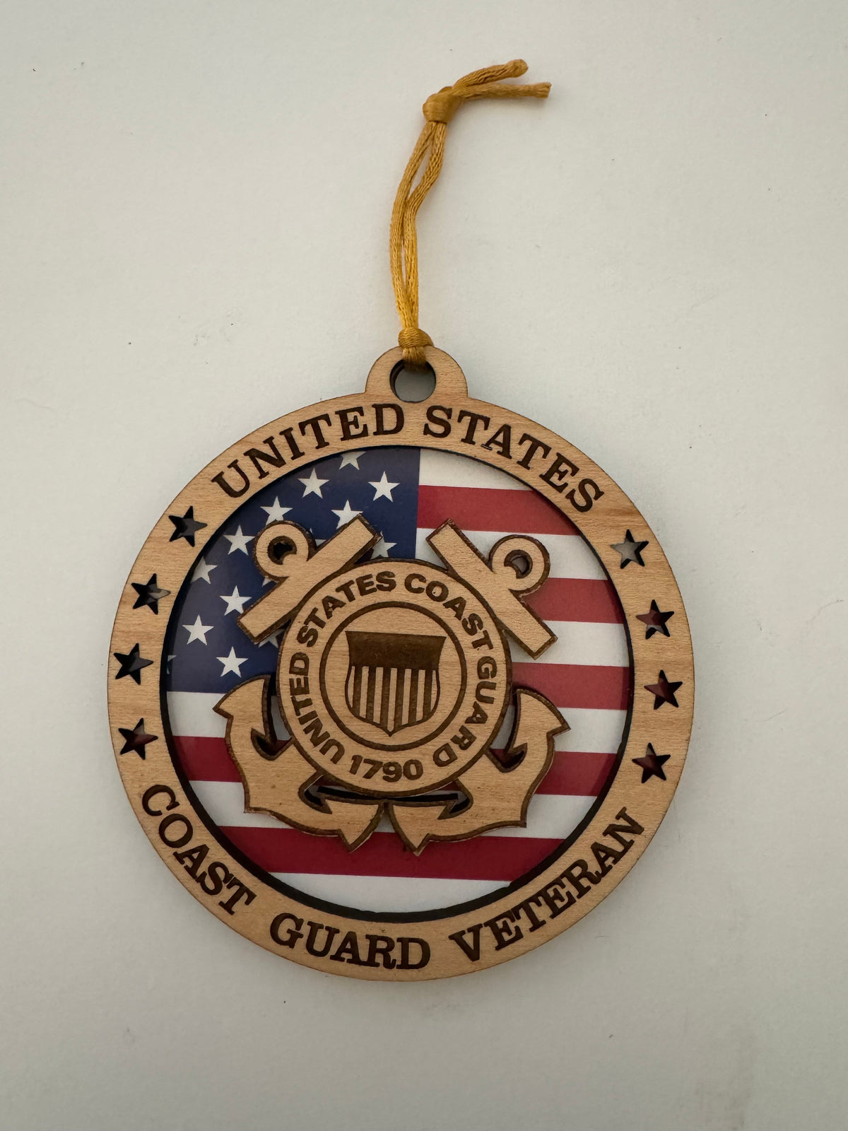 Engraved Military Veteran Ornament: US Army, Navy, Air Force, Marines
