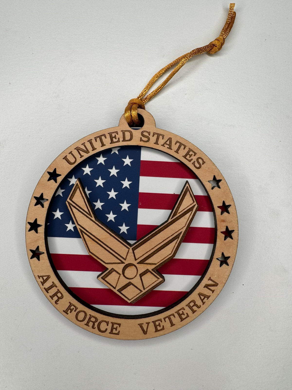 Engraved Military Veteran Ornament: US Army, Navy, Air Force, Marines