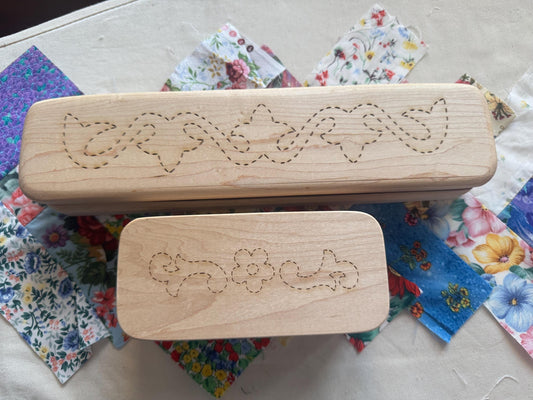 Handcrafted Maple & Walnut Quilter's Clapper — Laser Engraved Floral Design, or Personalized With Your Name