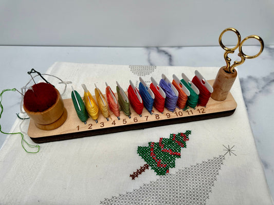 Embroidery Floss Organizer: Walnut or Maple, with Pin Cushion