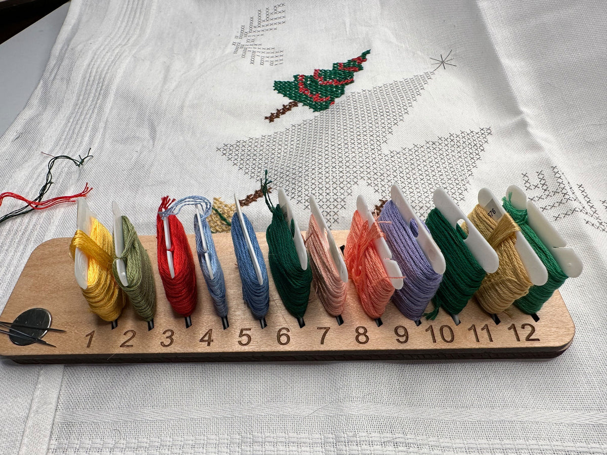 Wooden Embroidery Floss Organizer: Needle Holder, Project Organizer