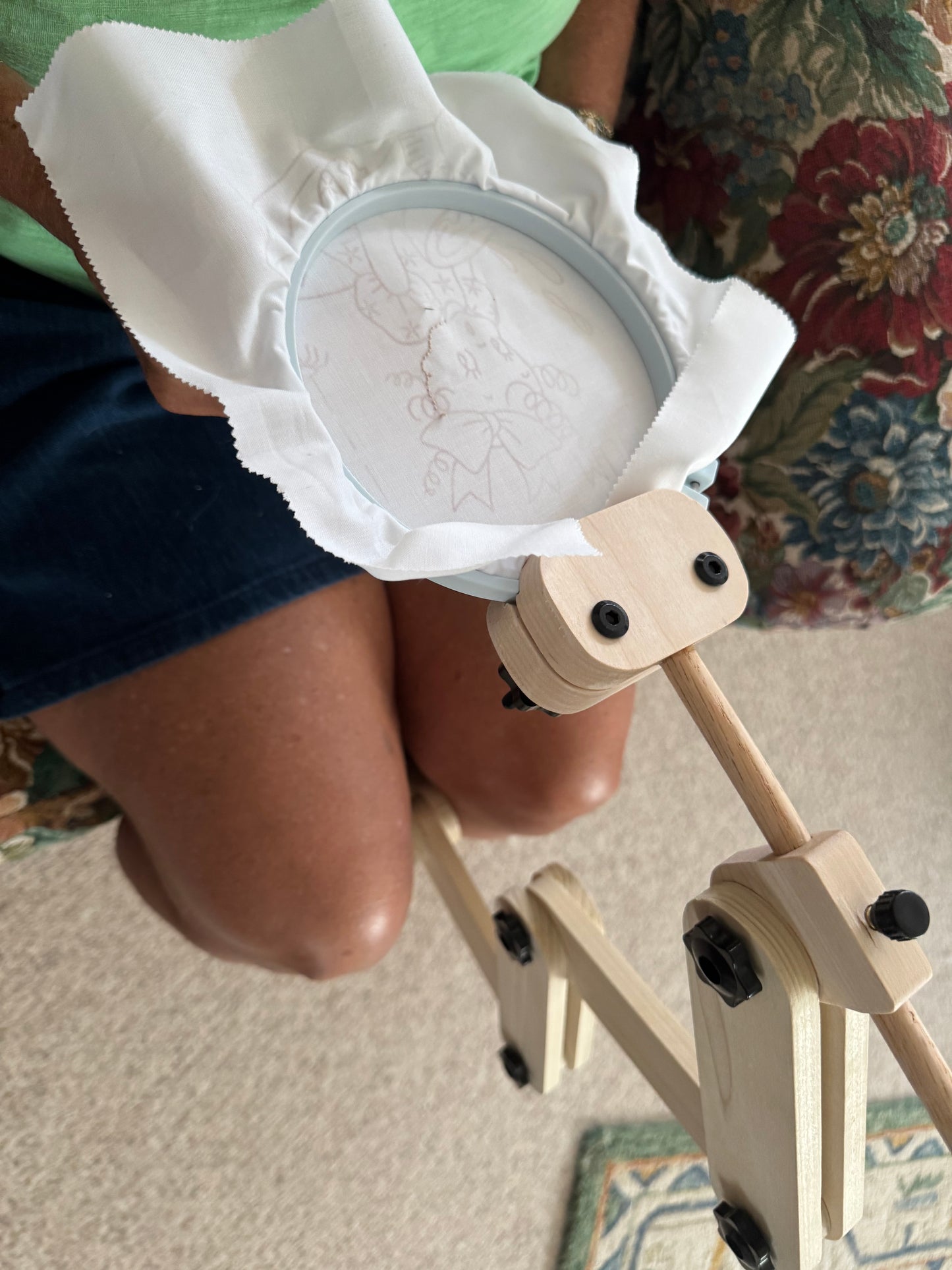 Handmade Adjustable Lap Embroidery Stand, Solid Wood Hoop Holder, 360 degree Rotating Arm, Personalized Engraving Available