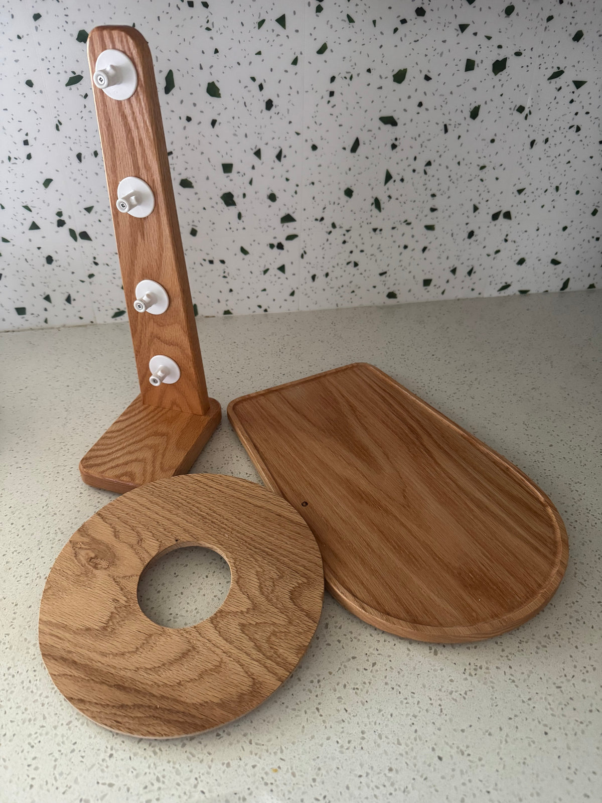Handcrafted Kitchenaid Mixer Attachment Holder, Solid Oak