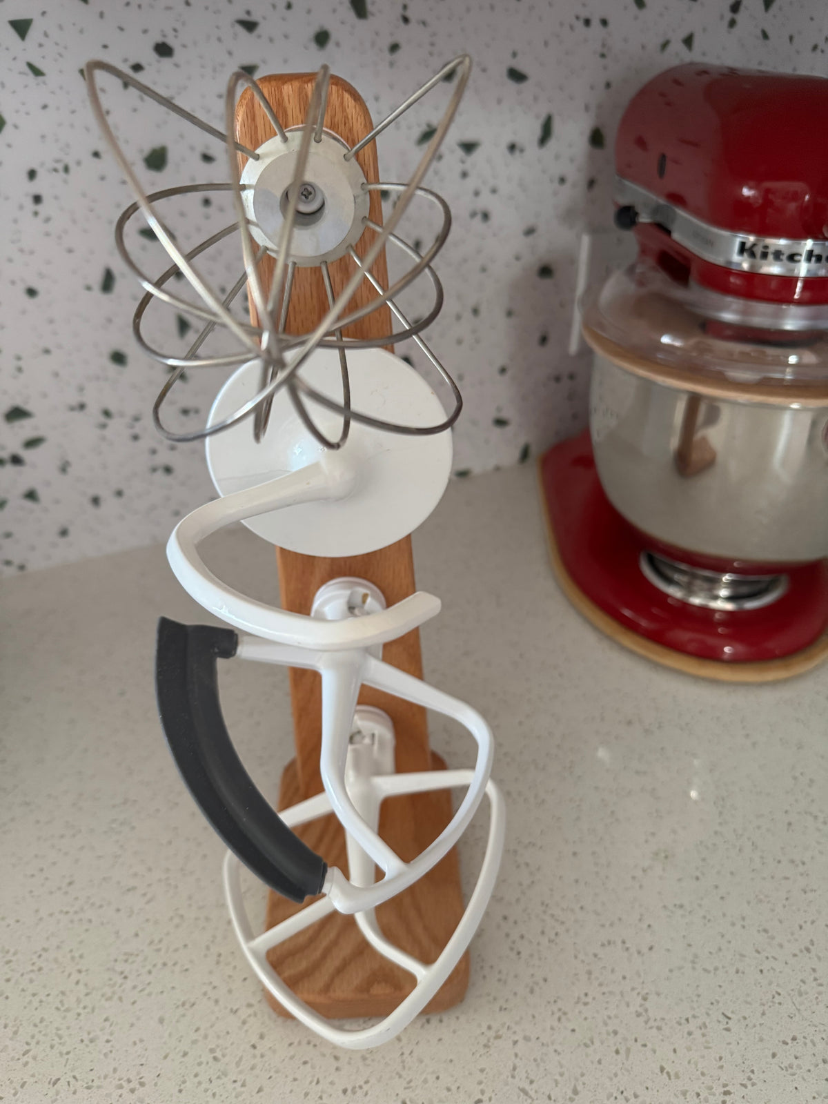 Handcrafted Kitchenaid Mixer Attachment Holder, Solid Oak