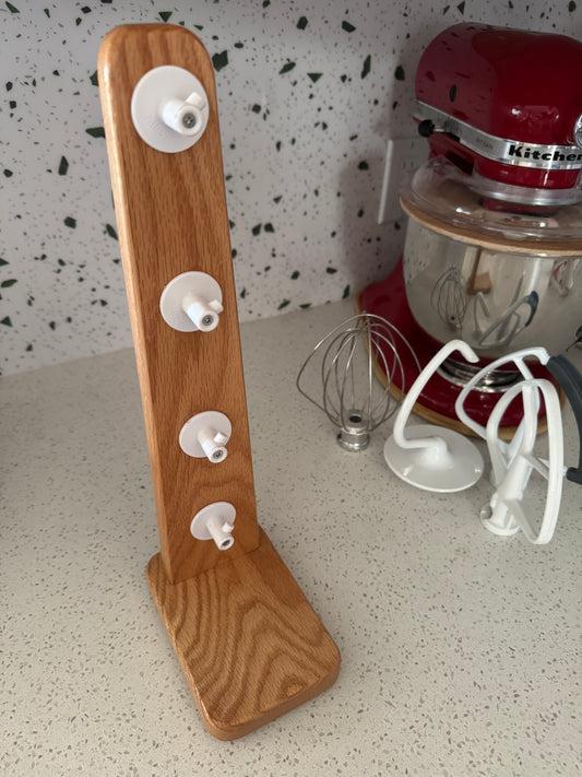 Handcrafted Kitchenaid Mixer Attachment Holder, Solid Oak