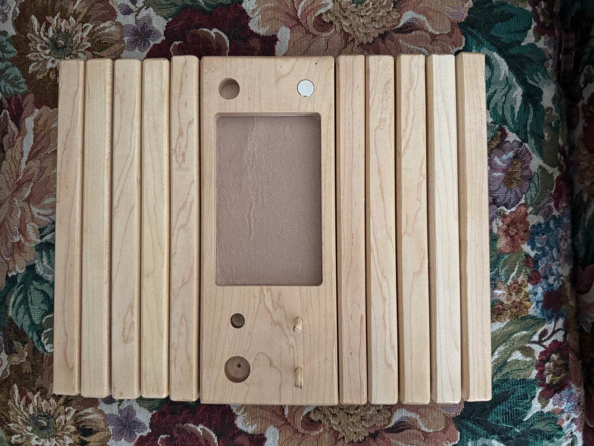 Hand crafted Adjustable Cherry Wood Quilters Arm Tray: Couch Organizer for Quilters, Paper Piecing