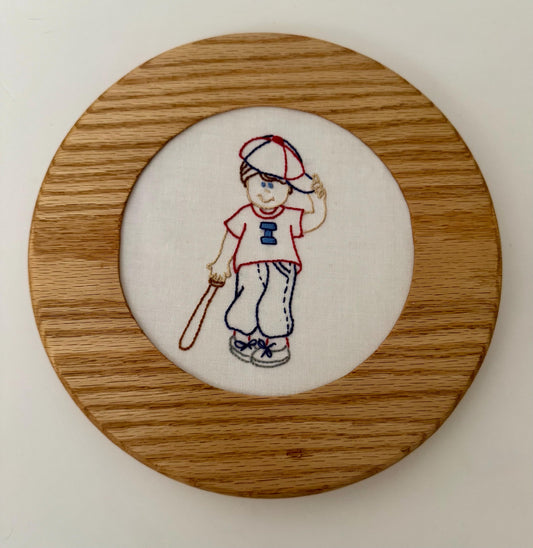 Solid Oak Embroidery Hoop Frame - Round Hardwood Display for Needlepoint & Cross Stitch Art - Premium Wooden Hoop Holder for Display