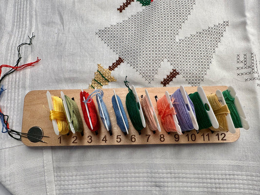 Wooden Embroidery Floss Organizer: Needle Holder, Project Organizer