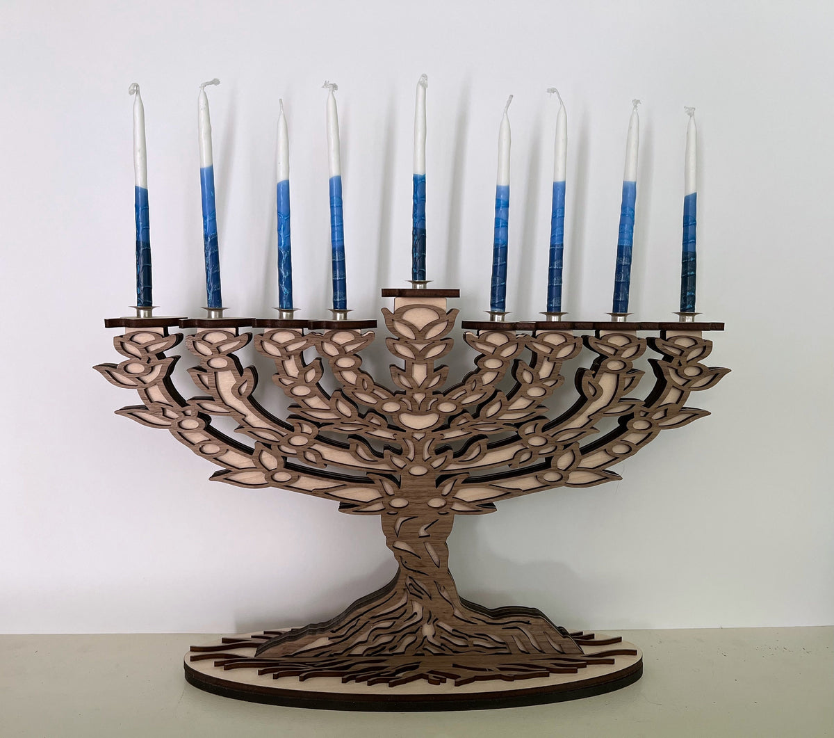 Tree of Life Menorah: Custom Hanukkah Gift, Laser Cut Wood