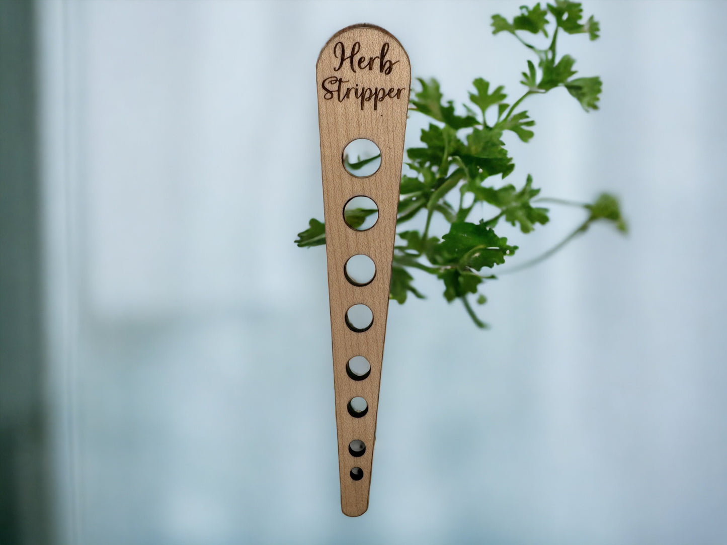 Solid Wood Herb Stripper: Kitchen Tool with Custom Engraving