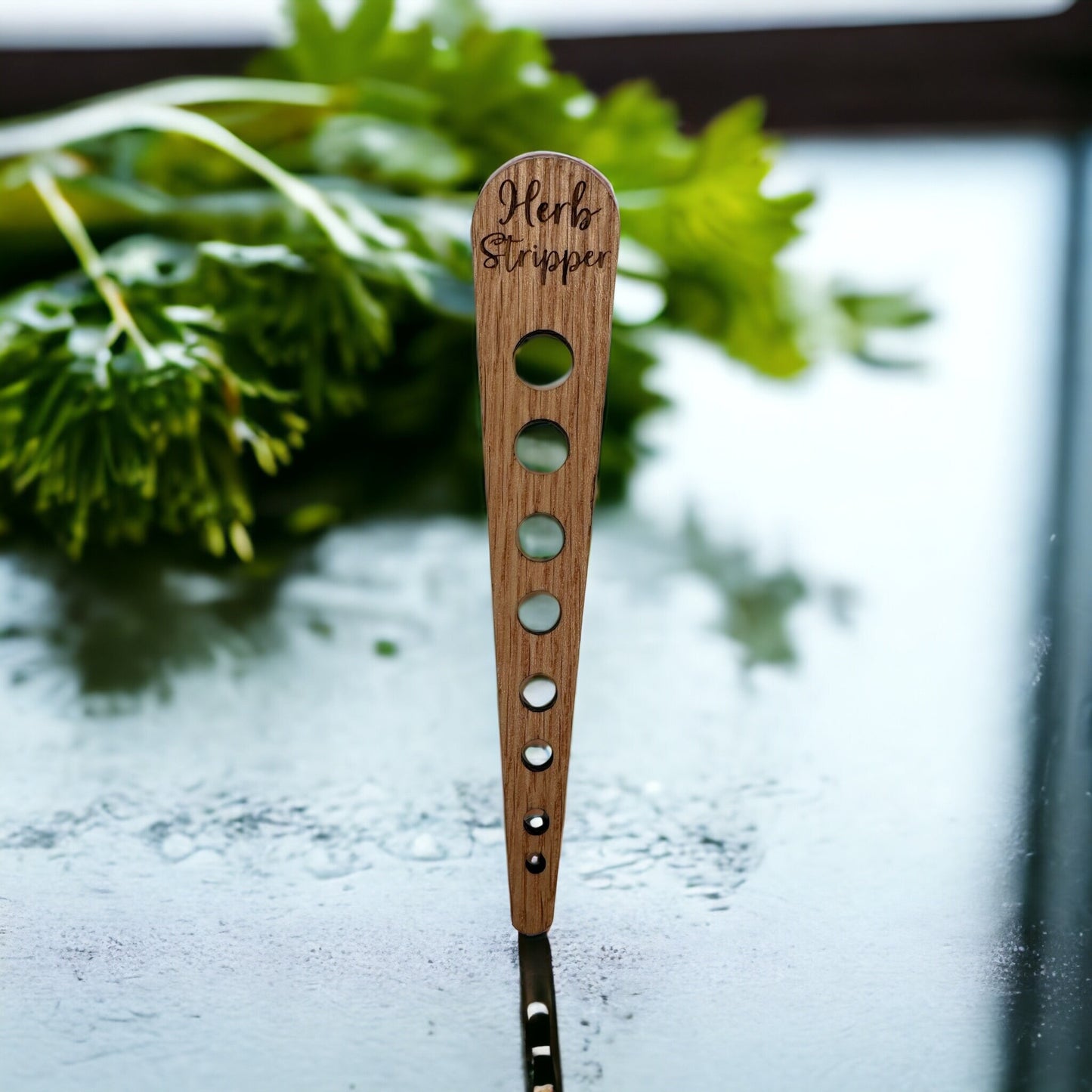 Solid Wood Herb Stripper: Kitchen Tool with Custom Engraving