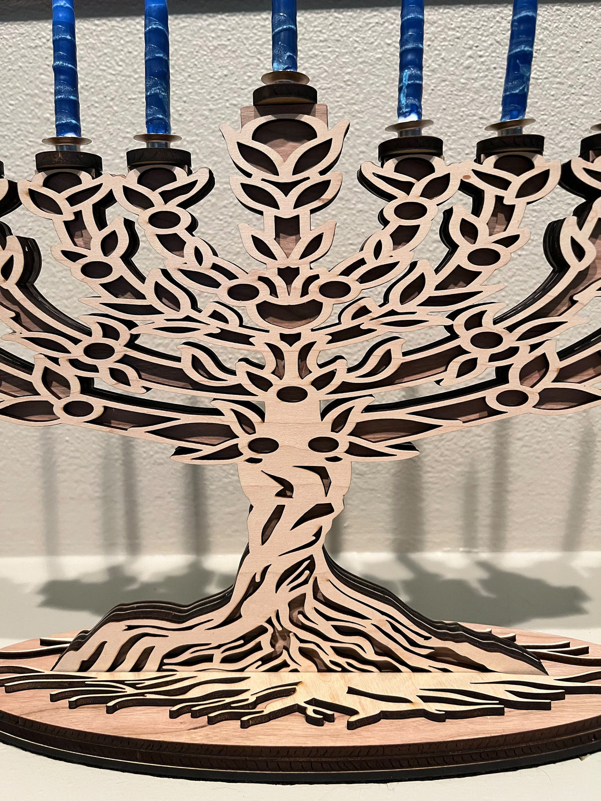 Tree of Life Menorah: Custom Hanukkah Gift, Laser Cut Wood