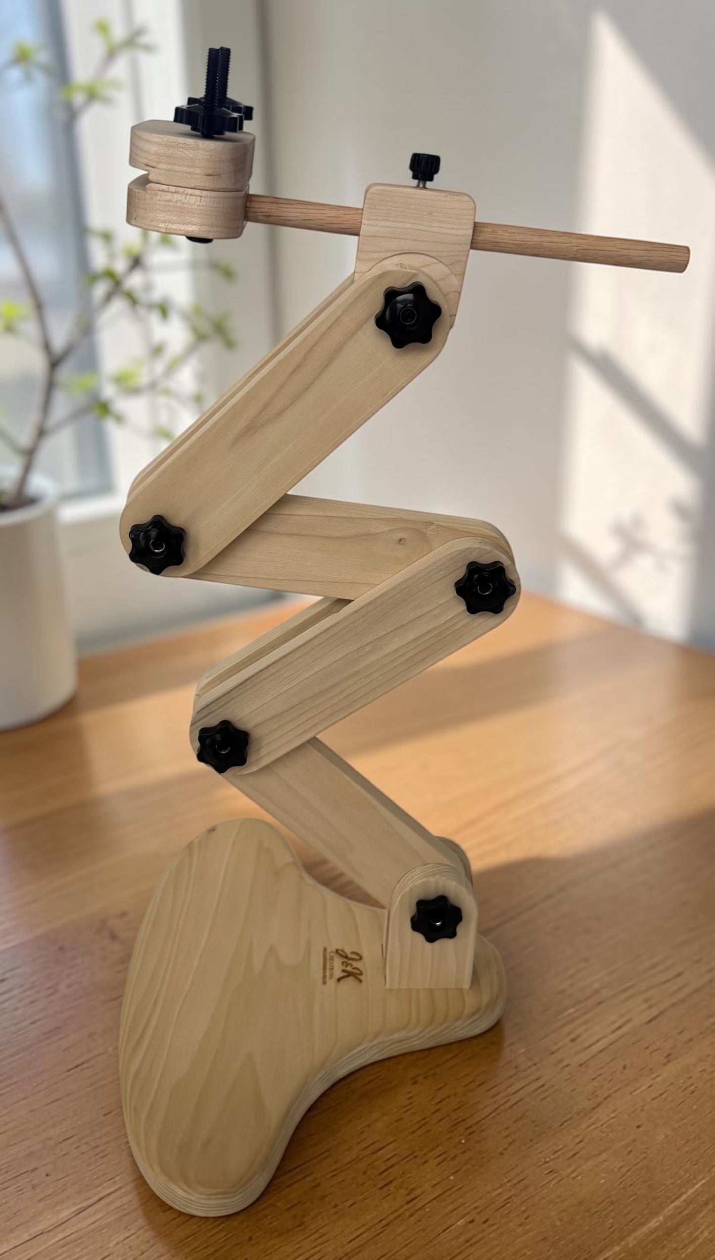 Handmade Adjustable Lap Embroidery Stand, Solid Wood Hoop Holder, 360 degree Rotating Arm, Personalized Engraving Available