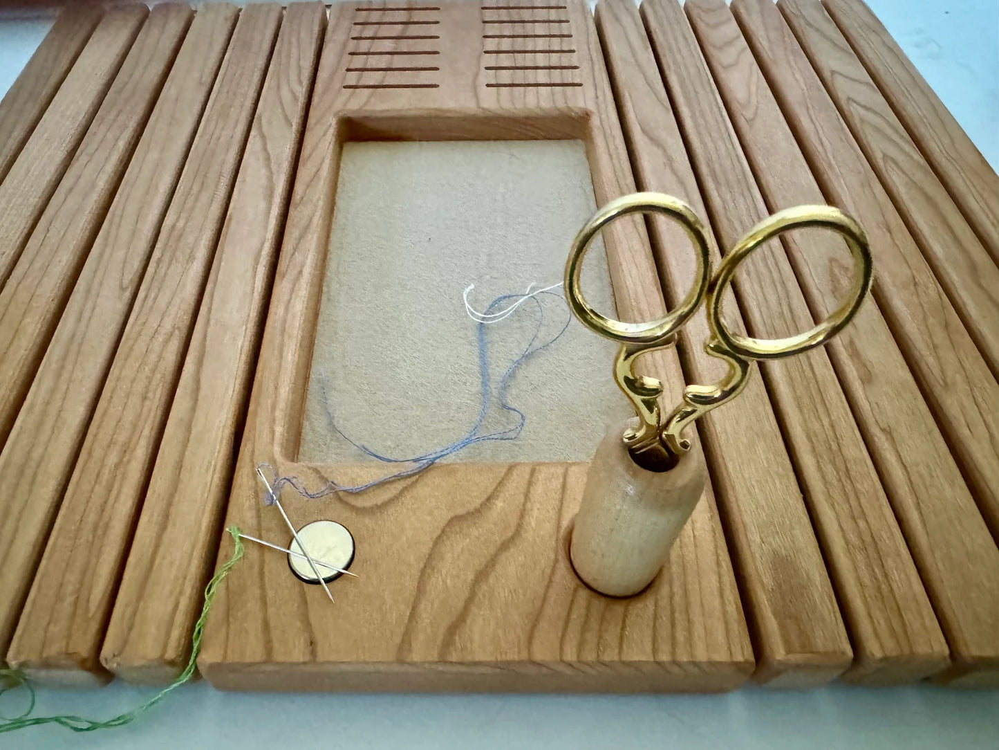 Hand crafted Adjustable Cherry Wood Sewing Arm Tray