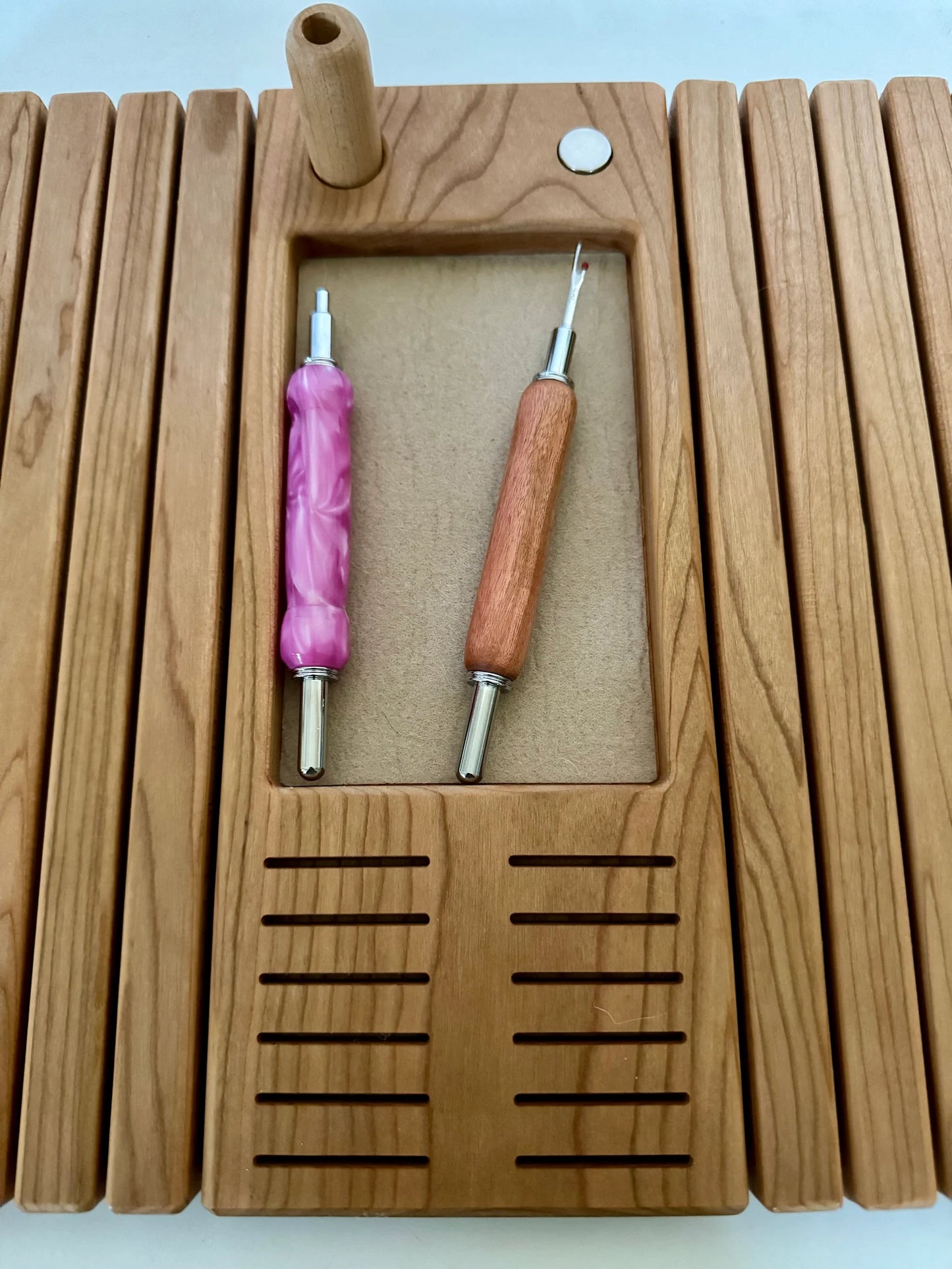 Hand crafted Adjustable Cherry Wood Sewing Arm Tray