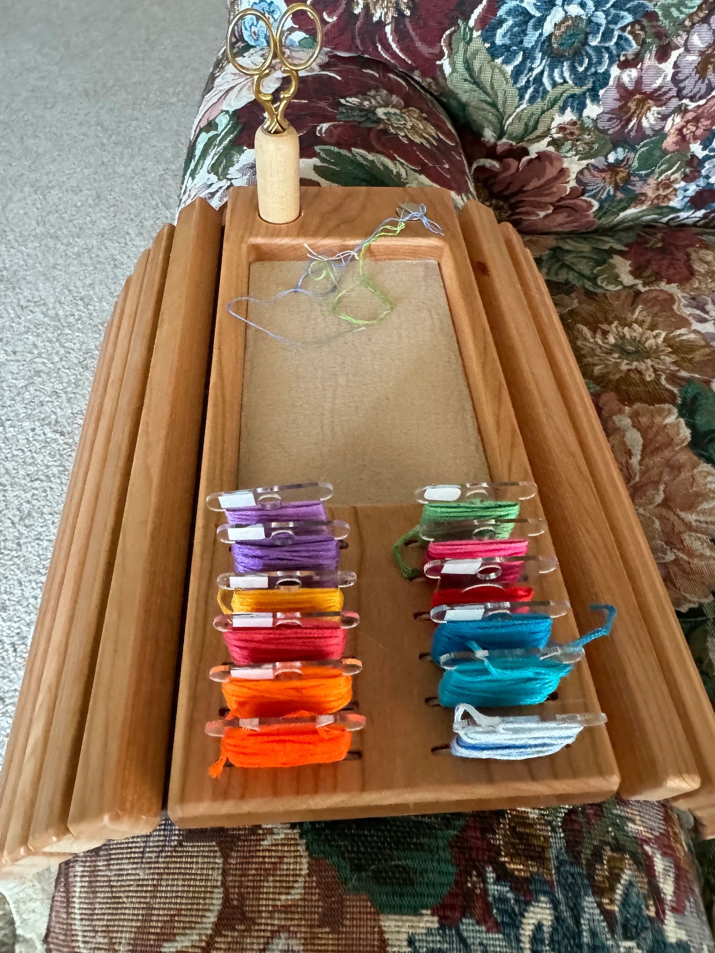 Hand crafted Adjustable Cherry Wood Sewing Arm Tray