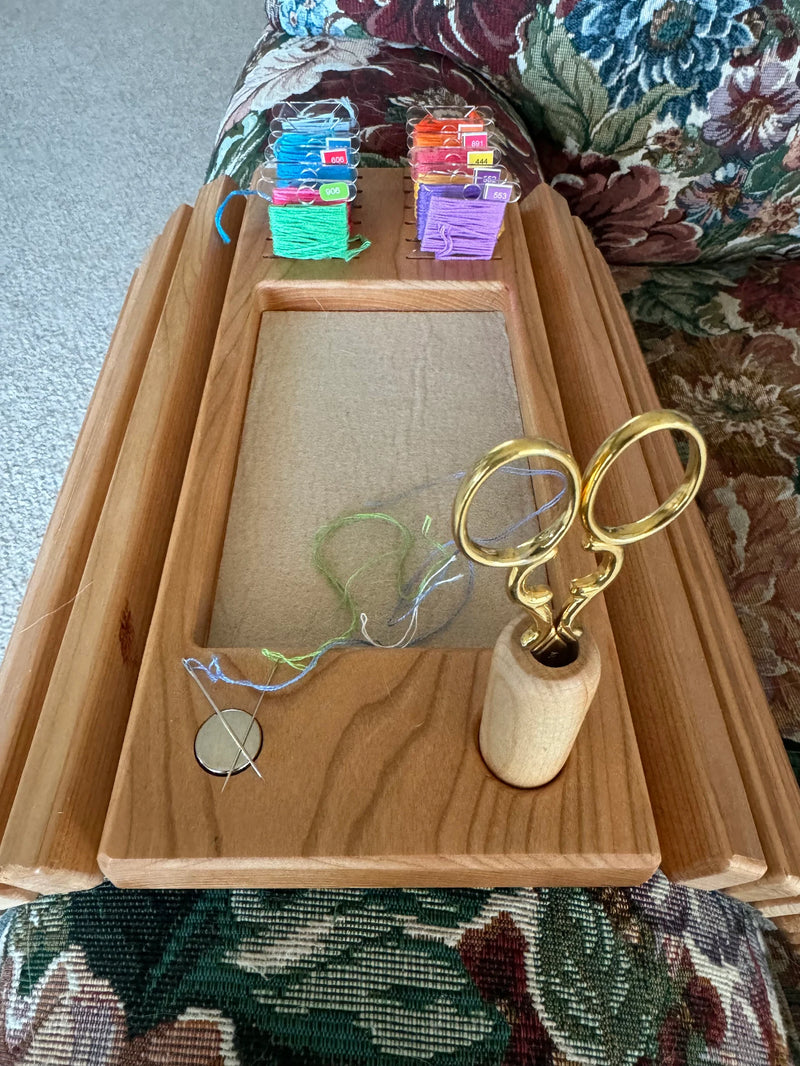 Hand crafted Adjustable Cherry Wood Sewing Arm Tray