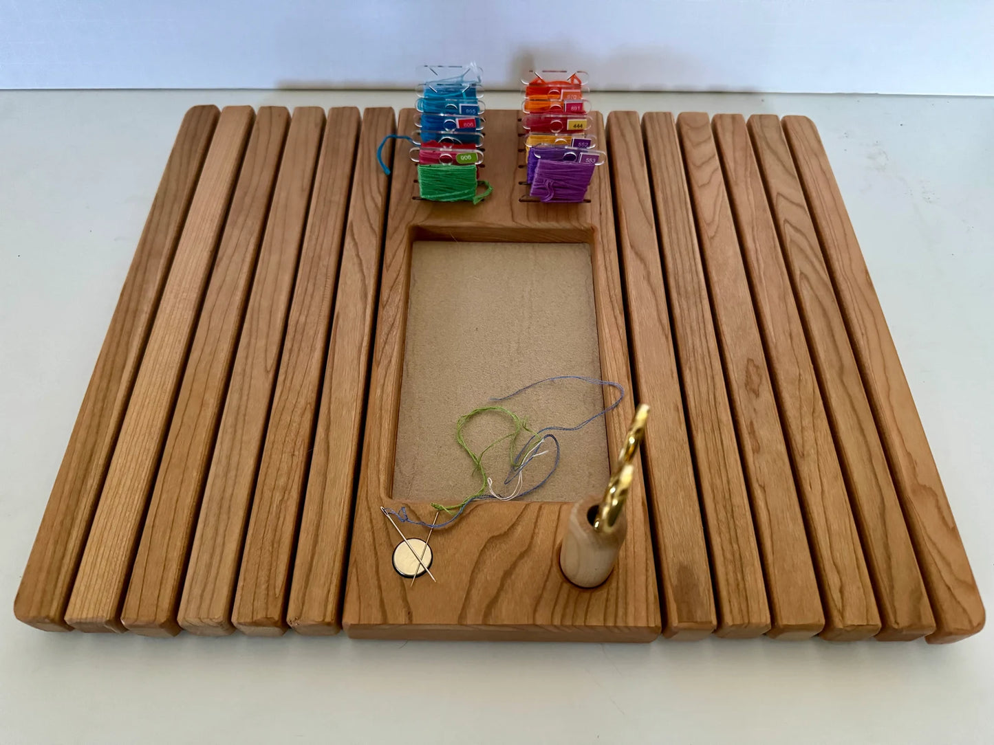 Hand crafted Adjustable Cherry Wood Sewing Arm Tray