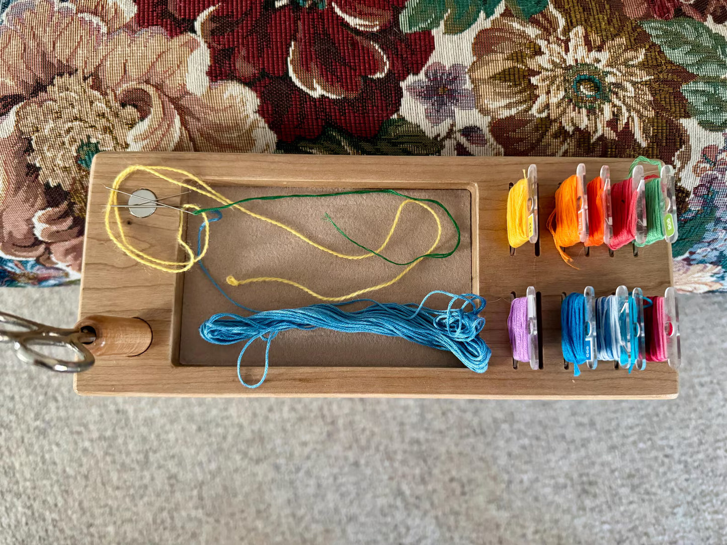 Handcrafted Wood Needlework Organizer